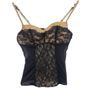 INTIMISSIMI BLACK & GOLD BUSTIER Women’s SZ XS Black/Tan Lace EUC